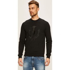 Trussardi Jeans - Bluza. Niebieskie bluzy męskie Trussardi Jeans, s, z aplikacjami, z jeansu, z okrągłym kołnierzem, bez rękawów, bez kaptura. W wyprzedaży za 269,90 zł.