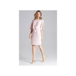 Sukienka M656 Róż. Różowe sukienki damskie FIGL, xl, bez wzorów, z okrągłym kołnierzem, bez rękawów. Za 169,00 zł.