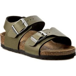 Sandały męskie skórzane: Sandały BIRKENSTOCK – New York Kids 1003357 Pull Up Olive
