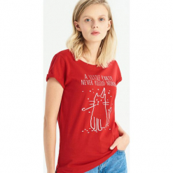 T-shirt z kocim motywem - Czerwony. Czerwone t-shirty damskie Sinsay, l. Za 14,99 zł.