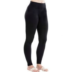 Legginsy do tańca nowoczesnego bezszwowe damskie. Czarne legginsy sportowe damskie DOMYOS, xs, bez wzorów, z elastanu, na fitness i siłownię. Za 49,99 zł.