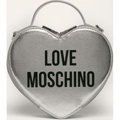 Love Moschino - Torebka. Szare listonoszki damskie Love Moschino, w paski, ze skóry ekologicznej, na ramię, małe, z nadrukiem, bez dodatków. W wyprzedaży za 579,90 zł.
