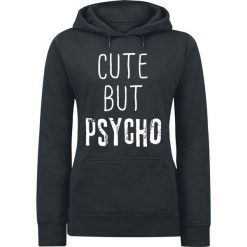 Cute But Psycho Bluza z kapturem damska czarny. Czarne bluzy z kapturem damskie marki Cute But Psycho, l, z nadrukiem. Za 99,90 zł.