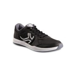 Buty tenisowe TS130 męskie na twardą nawierzchnię. Czarne buty sportowe męskie marki ARTENGO, z poliesteru, bez zapięcia, tenisowe. Za 84,99 zł.