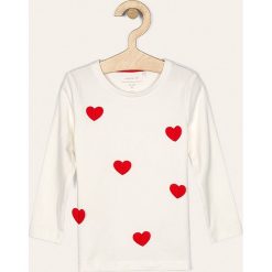 Name it - Longsleeve dziecięcy 92-128 cm. Białe bluzki dziewczęce Name it, z aplikacjami, z elastanu, z okrągłym kołnierzem, z długim rękawem, długie, bez kaptura. Za 59,90 zł.