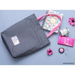 TOREBKA SHOPPERKA 898. Szare torebki klasyczne damskie Pakamera, bez wzorów, z bawełny, duże, bez dodatków. Za 89,00 zł.