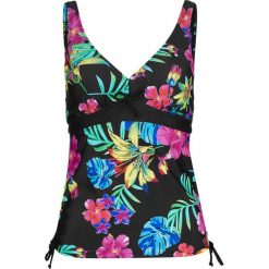 Top plażowy tankini bonprix czarny z nadrukiem. Czarne stroje kąpielowe damskie bonprix, z nadrukiem, bez kołnierzyka. Za 89,99 zł.