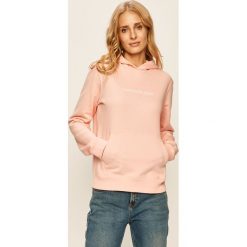Calvin Klein Jeans - Bluza. Różowe bluzy damskie Calvin Klein Jeans, s, bez wzorów, z bawełny, bez rękawów, z kapturem. Za 449,90 zł.