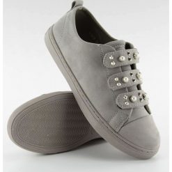 Trampki z perełkami l1078 GREY. Szare trampki i tenisówki damskie obuwie damskie, z tkaniny. Za 49,95 zł.