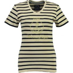 Koszulka "Jardin" w kolorze kremowo-granatowym. Niebieskie bez kategorii marki Geographical Norway Women & Kids, l, w paski, z bawełny. W wyprzedaży za 56,95 zł.