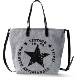 Torba shopper z denimu z gwiazdą bonprix szary. Szare shopper bag damskie bonprix, z denimu. Za 99,99 zł.