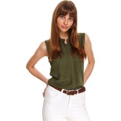 Koszula krótki rękaw damska gładka. Zielone koszule damskie Top Secret, na co dzień, bez wzorów, z tkaniny, eleganckie, bez kołnierzyka, z krótkim rękawem. W wyprzedaży za 39,99 zł.