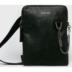 Guess Jeans - Torba. Czarne torby męskie skórzane Guess Jeans, z aplikacjami, z poliesteru, casualowe, na ramię, małe. W wyprzedaży za 279,90 zł.
