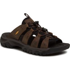 Klapki KEEN - Targhee III Slide 1022599 Bison/Mulch. Pomarańczowe klapki męskie Keen, ze skóry, bez zapięcia. Za 299,00 zł.