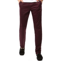 Chinosy męskie: Spodnie męskie chinos bordowe (ux1098)