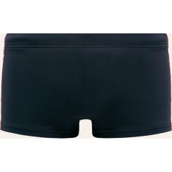 Emporio Armani - Kąpielówki. Niebieskie kąpielówki męskie Emporio Armani, s, z nadrukiem, z elastanu. W wyprzedaży za 159,90 zł.