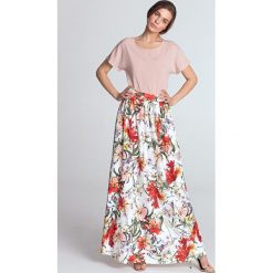Spódnica maxi elegancka w kwiatki - 38. Białe spódniczki damskie e-margeritka.pl, do pracy, na lato, s, w kwiaty, z poliesteru, eleganckie, z podwyższonym stanem, długie, maxi, rozkloszowane. Za 158,99 zł.