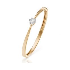 Piękny Złoty Pierścionek - złoto 585, Brylant 0,005ct. Żółte pierścionki damskie W.KRUK, z brylantem, złote. Za 649,00 zł.