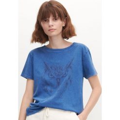 T-shirt z dzianiny z efektem sprania - Granatowy. Niebieskie t-shirty damskie Reserved, s, bez wzorów, z dzianiny, bez kołnierzyka. Za 39,99 zł.