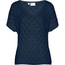 Sweter ażurowy Premium bonprix ciemnoniebieski. Niebieskie swetry damskie bonprix, na lato, bez wzorów, z dzianiny, bez rękawów, bez kaptura. Za 49,99 zł.
