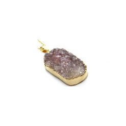 Colare Agat Druza Owal złoto. Różowe naszyjniki damskie Brazi druse jewelry, z agatem, srebrne. Za 170,00 zł.