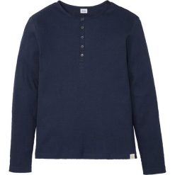 Shirt z dekoltem henley, długi rękaw bonprix ciemnoniebieski. Niebieskie koszulki męskie bonprix, xl, bez wzorów, bez kołnierzyka, z długim rękawem, długie. Za 59,99 zł.