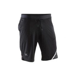 Spodenki do biegania dłuższe RUN DRY+ BREATHE męskie. Czarne spodenki sportowe męskie KALENJI, xl, bez wzorów, z elastanu, do biegania. Za 59,99 zł.