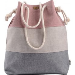 Materiałowa torebka worek "ME 15" szaro-różowa w pasy. Szare torebki worki damskie me&BAGS, w paski, z tkaniny, na ramię, bez dodatków. Za 149,00 zł.