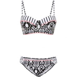 Bikini na fiszbinach (2 części) bonprix czarno-biały. Czarne stroje kąpielowe damskie marki bonprix, w paski. Za 109,99 zł.