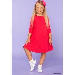 Sukienka trapezowa, model 24, czerwony. Czerwone sukienki dziewczęce marki Pakamera, z tkaniny, eleganckie. Za 89,00 zł.