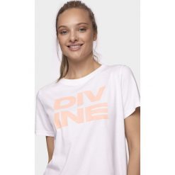 T-shirt damski TSD211 - biały. Białe t-shirty damskie 4f, bez wzorów, bez kołnierzyka. Za 49,99 zł.