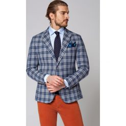 Marynarka Szara w Kratę Kimberley. Szare marynarki męskie LANCERTO, na wiosnę, m, bez wzorów, z bawełny, eleganckie. W wyprzedaży za 399,90 zł.