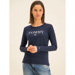 Bluzka Tommy Jeans Essential Logo DW0DW07525. Niebieskie bluzki damskie Tommy Jeans, s, bez wzorów, z bawełny, bez kołnierzyka, bez rękawów. Za 179,00 zł.