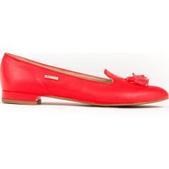 Balerinki z ostrym noskiem - skóra naturalna - model 045 - kolor pomarańczowy neon. Pomarańczowe baleriny damskie Zapato, bez wzorów, z jeansu, klasyczne, bez obcasa, na obcasie. W wyprzedaży za 216,30 zł.