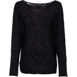 Sweter ażurowy bonprix czarny. Czarne swetry damskie bonprix, bez wzorów, bez rękawów, bez kaptura. Za 129,99 zł.