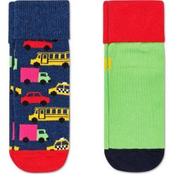 Happy Socks - Skarpetki dziecięce Antislip Cars (2-pack). Szare skarpetki dziewczęce Happy Socks, bez wzorów, z elastanu. Za 39,90 zł.