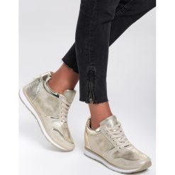 Złote Sneakersy Don't Stay. Żółte koturny damskie Renee, na sznurówki. Za 89,99 zł.