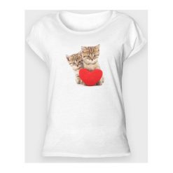 Koszulka damska rolls Love cats. Koszulki damskie MegaKoszulki, bez wzorów, bez kołnierzyka. Za 59,00 zł.