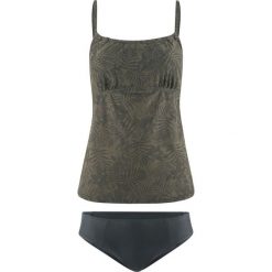 Tankini (2 części) bonprix oliwkowo-czarny. Czarne stroje kąpielowe damskie bonprix, bez wzorów. Za 89,99 zł.