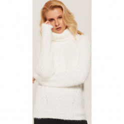 Sweter z golfem - Kremowy. Białe golfy damskie marki House, l. Za 89,99 zł.