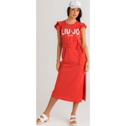 SUKIENKA liu jo. Czerwone sukienki damskie Liu Jo, na co dzień, xl, z aplikacjami, z bawełny, z okrągłym kołnierzem, bez rękawów, maxi, proste. Za 459,00 zł.