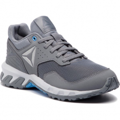 Buty Reebok - Ridgerider Trail 4.0 CN6266 Grey/Blue/Silver. Szare buty sportowe damskie Reebok, bez wzorów, ze skóry ekologicznej, sportowe, do biegania. W wyprzedaży za 169,00 zł.