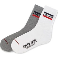 Zestaw 2 par wysokich skarpet unisex LEVI'S - 982003001062 White/Grey 062. Szare skarpetki damskie Levi's®, bez wzorów, z elastanu. Za 44,99 zł.