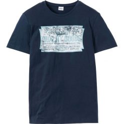 T-shirt z nadrukiem Regular Fit bonprix ciemnoniebieski. Niebieskie koszulki męskie bonprix, s, z nadrukiem, bez kołnierzyka. Za 34,99 zł.