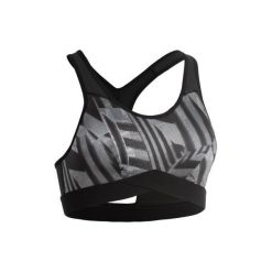 Stanik fitness kardio 500 z nadrukiem graficznym. Szare buty sportowe damskie DOMYOS, z nadrukiem, z elastanu, na fitness i siłownię. Za 59,99 zł.