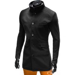 PŁASZCZ MĘSKI VICTOR - CZARNY. Czarne płaszcze na zamek męskie Ombre Clothing, m, z materiału, eleganckie. Za 159,00 zł.