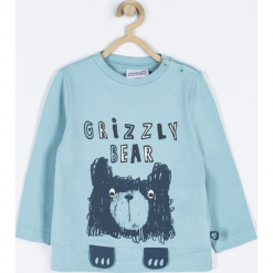 Koszulka. Niebieskie t-shirty chłopięce z długim rękawem marki GRIZZLY BEAR, z nadrukiem, z elastanu. Za 32,90 zł.