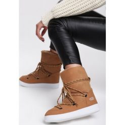 Beżowe Śniegowce Night Magic. Brązowe buty sportowe damskie Renee, bez wzorów, z nubiku, sportowe. Za 99,99 zł.