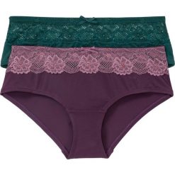Figi "panty" (2 pary) bonprix czarny bez - matowy jeżynowy. Fioletowe figi damskie marki bonprix, z koronki. Za 49,98 zł.
