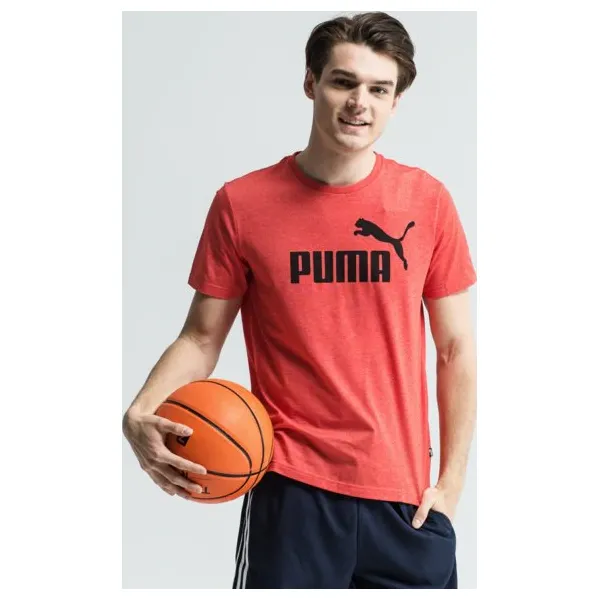 Puma Koszulka Ss Ess+ Heather , czerwony, rozmiar L. Czerwone koszulki męskie Puma, m, bez wzorów, z bawełny, bez kołnierzyka, bez rękawów, na fitness i siłownię. W wyprzedaży za 79,99 zł.